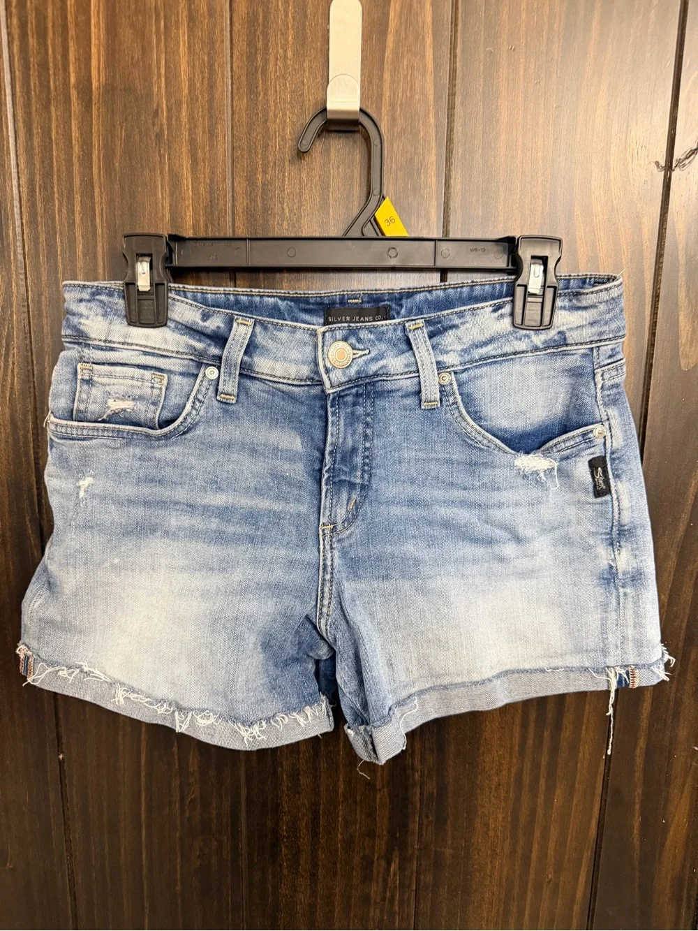 Silver Jeans Light Wash Frayed Hem Denim Shorts- Suki Shorts-Size:27 - Picture 3 of 6